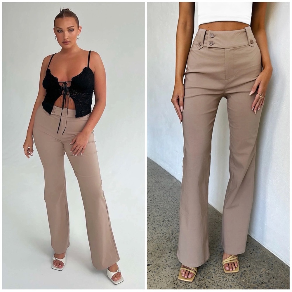 🆕 Tiger Mist Kittie High Rise Pant in Beige - Picture 3 of 10
